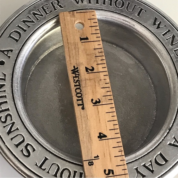 WILTON ARMETALE Wine Coaster -Dinner Without Wine Is Like A Day Without Sunshine - Picture 11 of 13